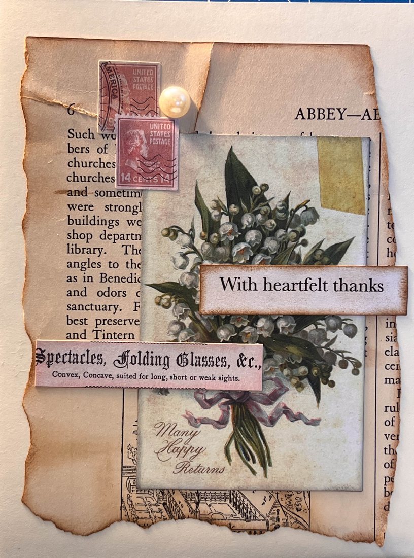 Handmade thinking-of-you collage card with layered papers
