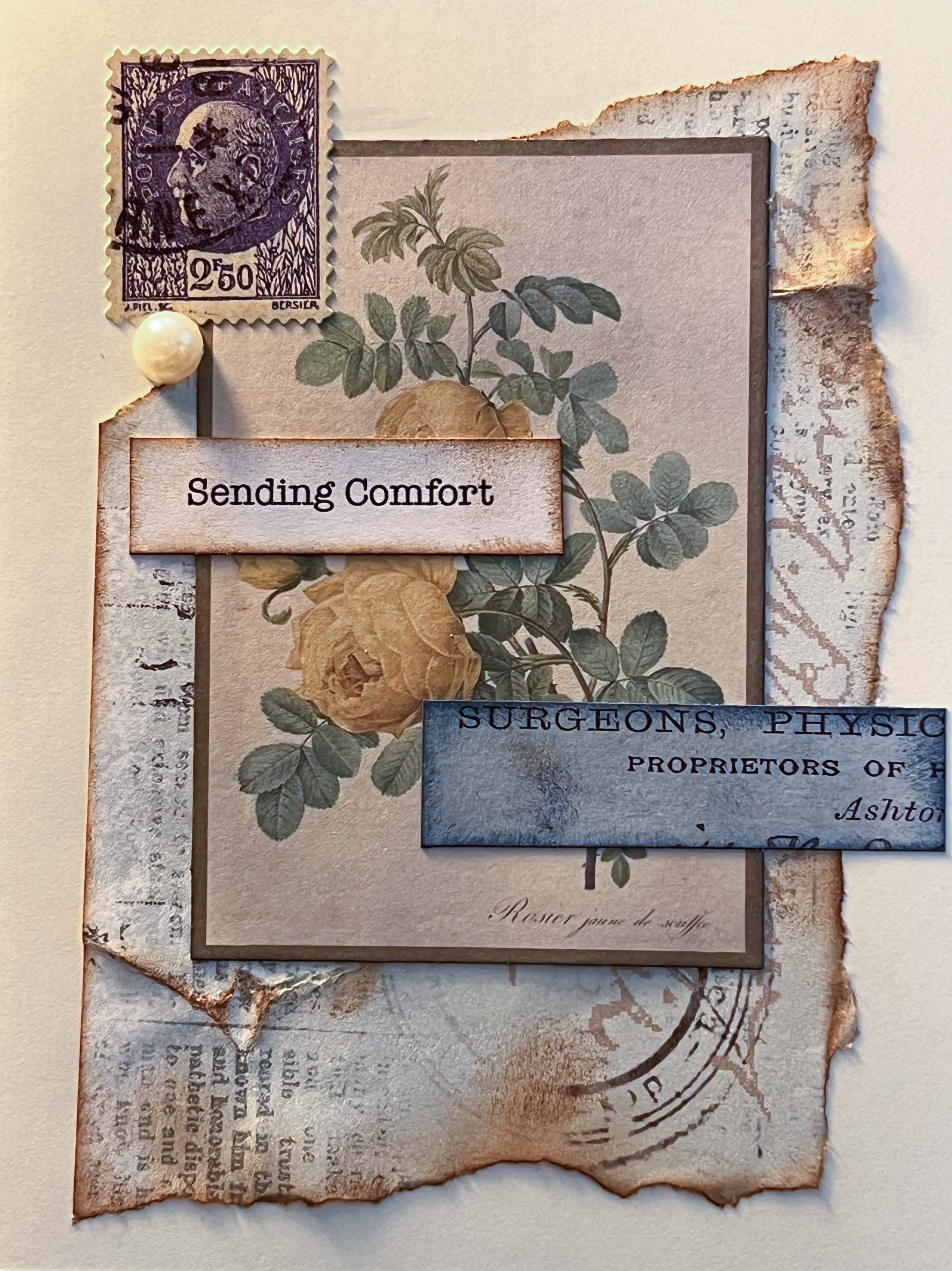 Sending Comfort handmade collage card front