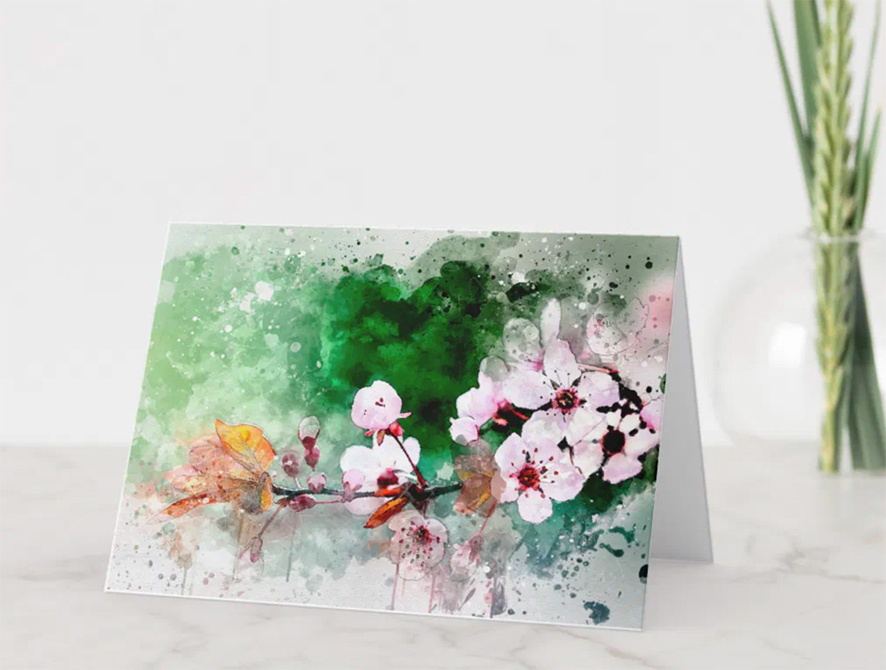 cherry blossoms in watercolor